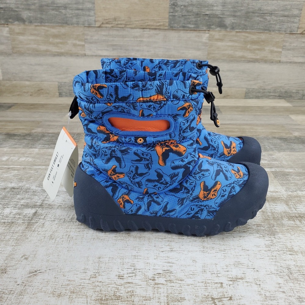 Bogs B-Moc Snow Cool Dinos Kids Winter Boots Sz 5 Blue Multi Waterproof Pull On